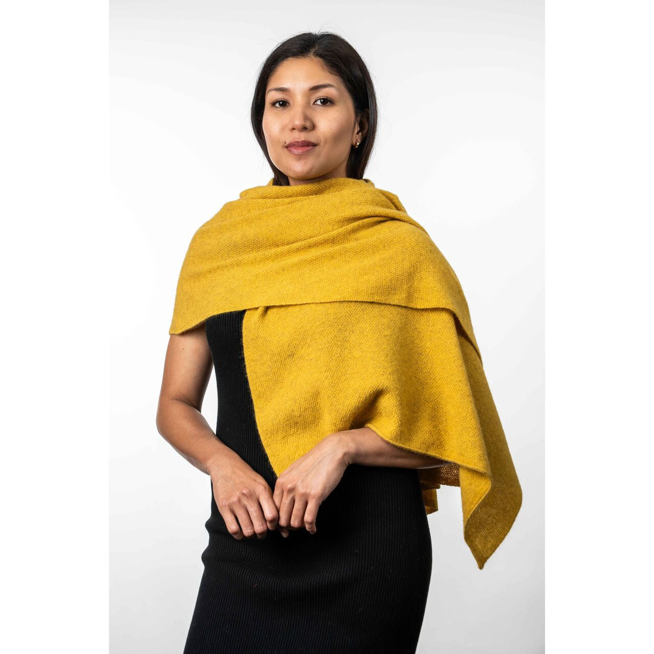 Koru Merino - Possum Lightweight Moss Stitch Wrap (KO518)Kowhai