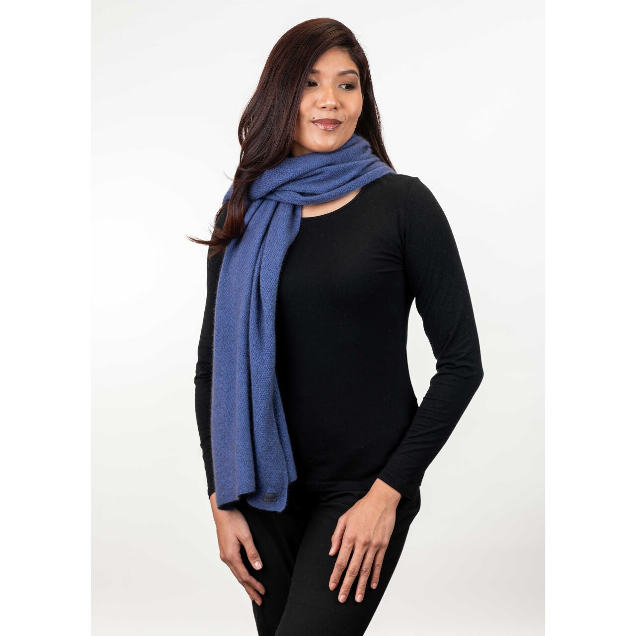 Koru Merino - Possum Lightweight Moss Stitch Wrap (KO518)Periwinkle