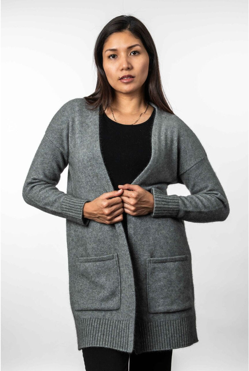 Koru - Merino - Possum Longline Cardigan (KO544)Mist