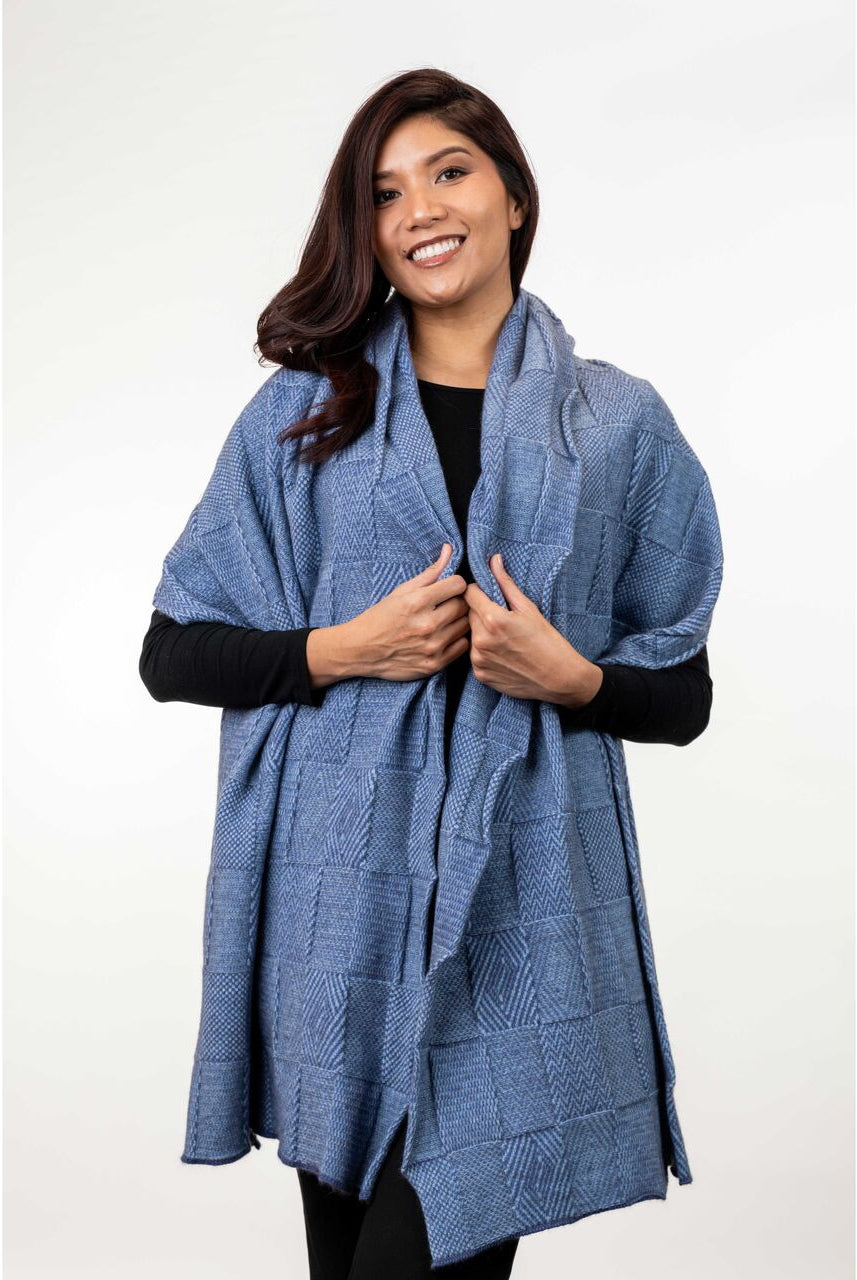 Koru - Merino - Possum Jacquard Wrap (KO554)Sky/Periwinkle