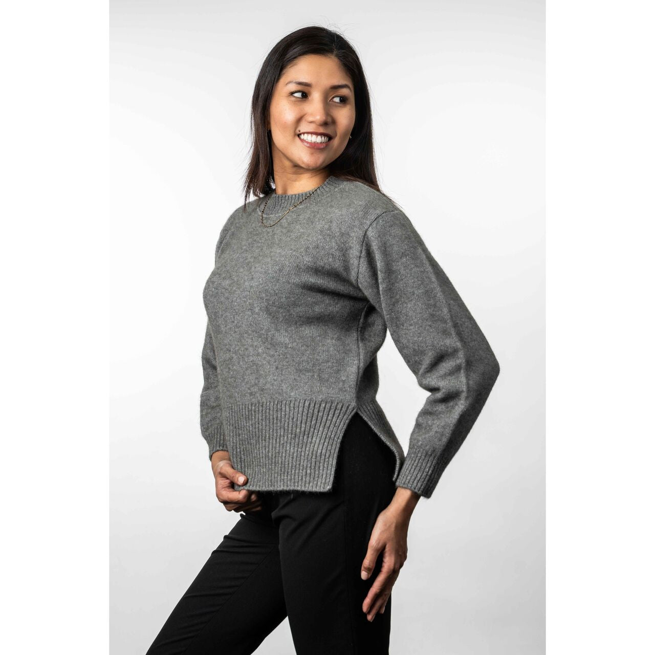 Koru - Merino - Possum Split Hem Jumper (KO556)Mist