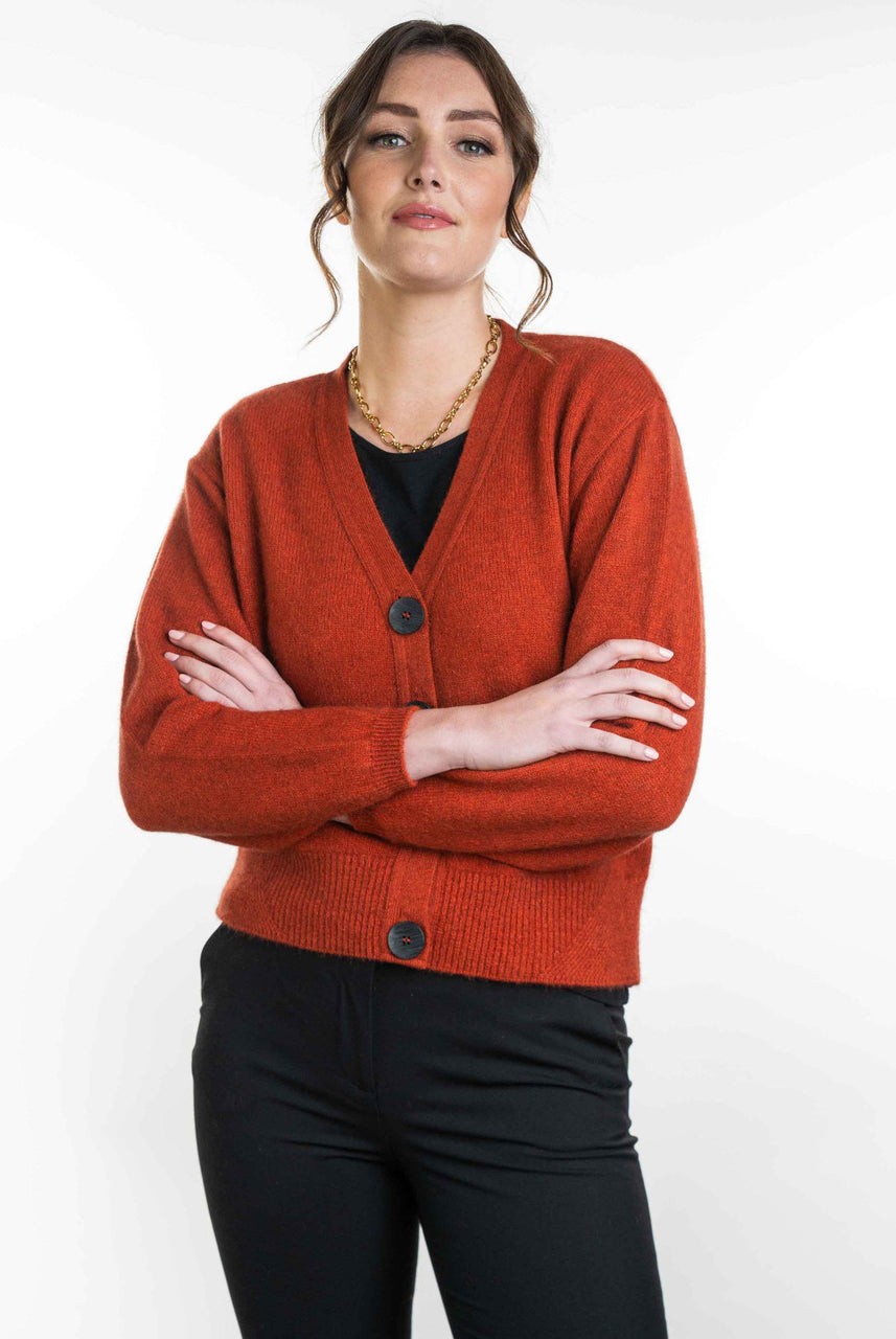 Koru - Merino - Possum V Neck Cardigan (KO557)Sienna
