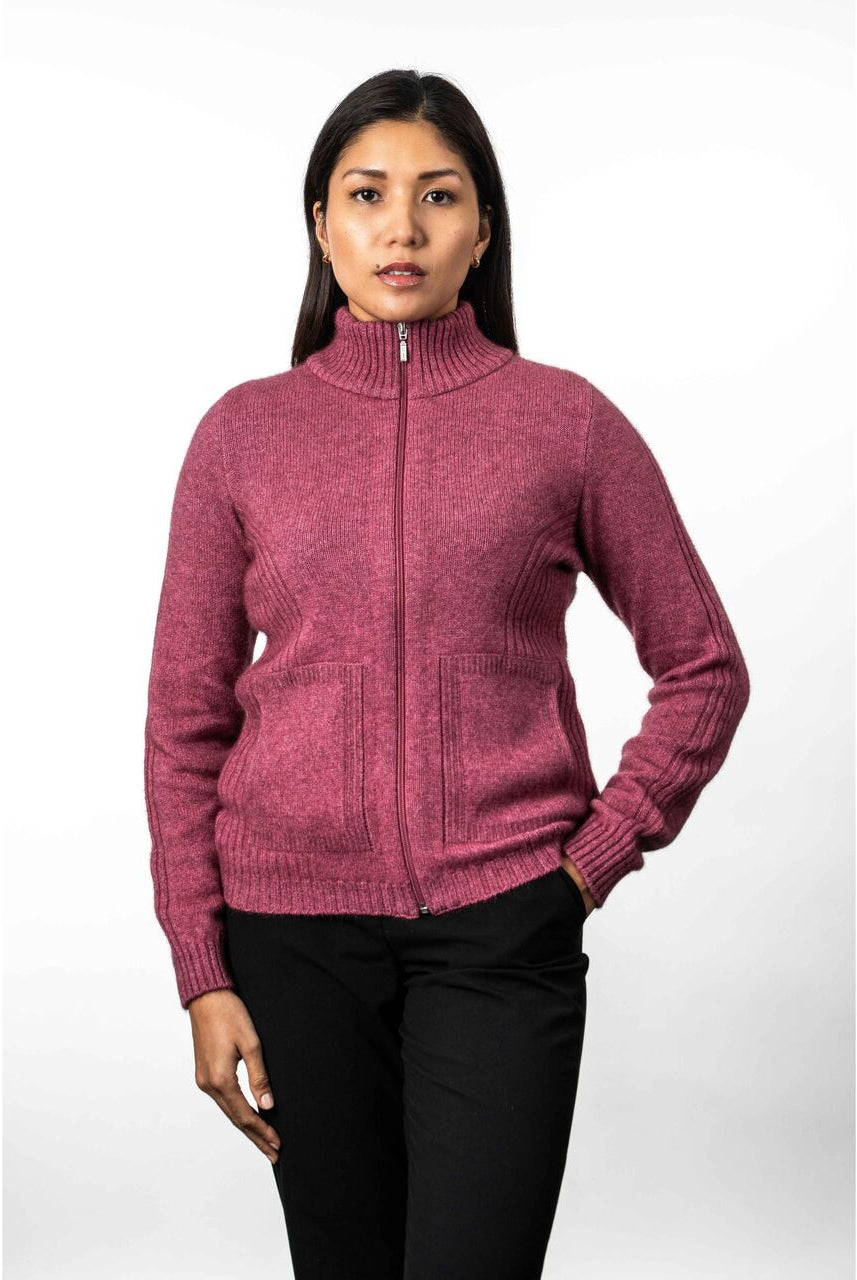 Koru - Merino & Possum Rib Detail Jacket (KO571)Rose