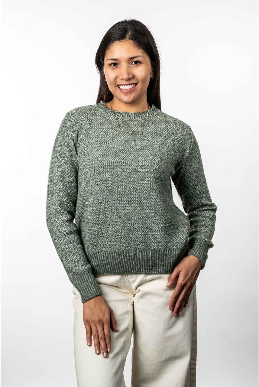Koru - Merino & Possum Moss Stich Plated Jumper (KO574)Moss/Natural