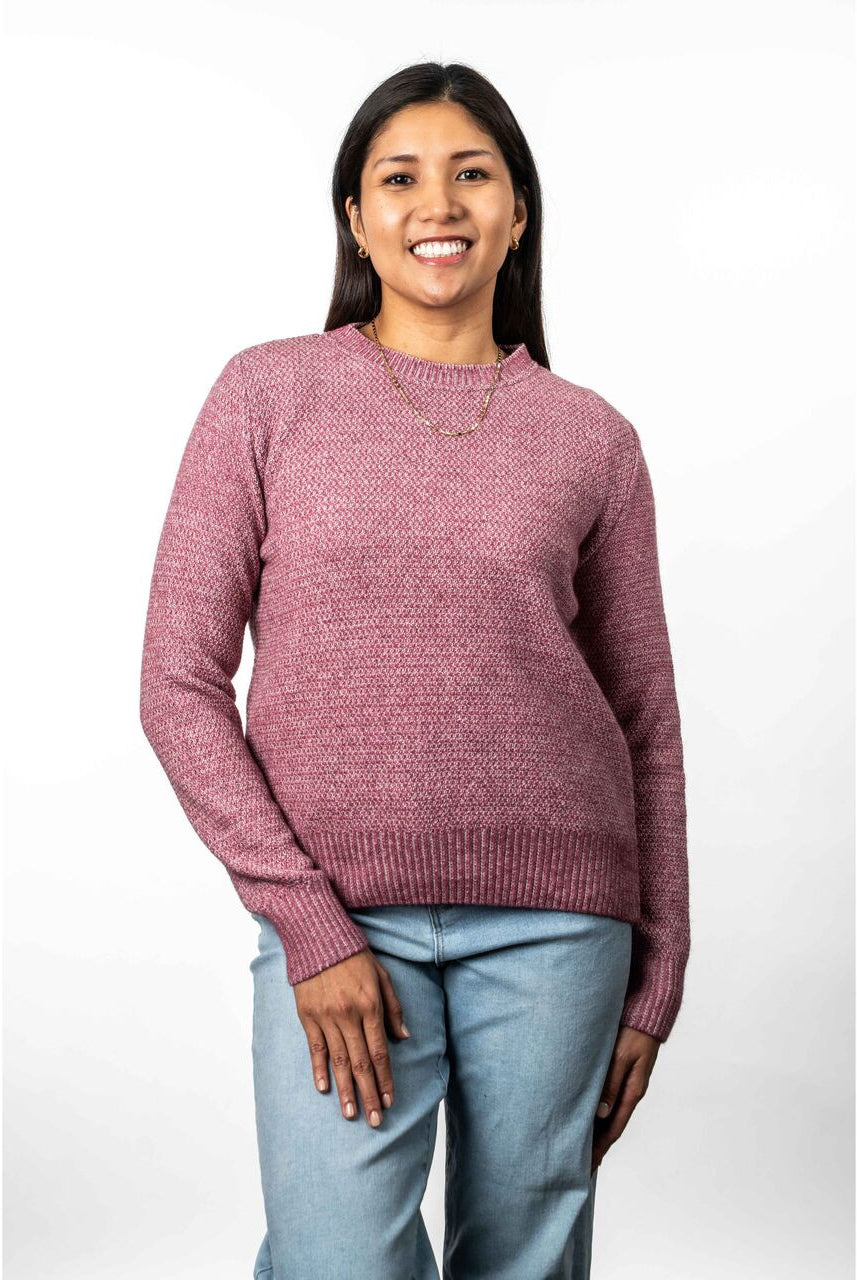 Koru - Merino & Possum Moss Stich Plated Jumper (KO574)Rose/Natural