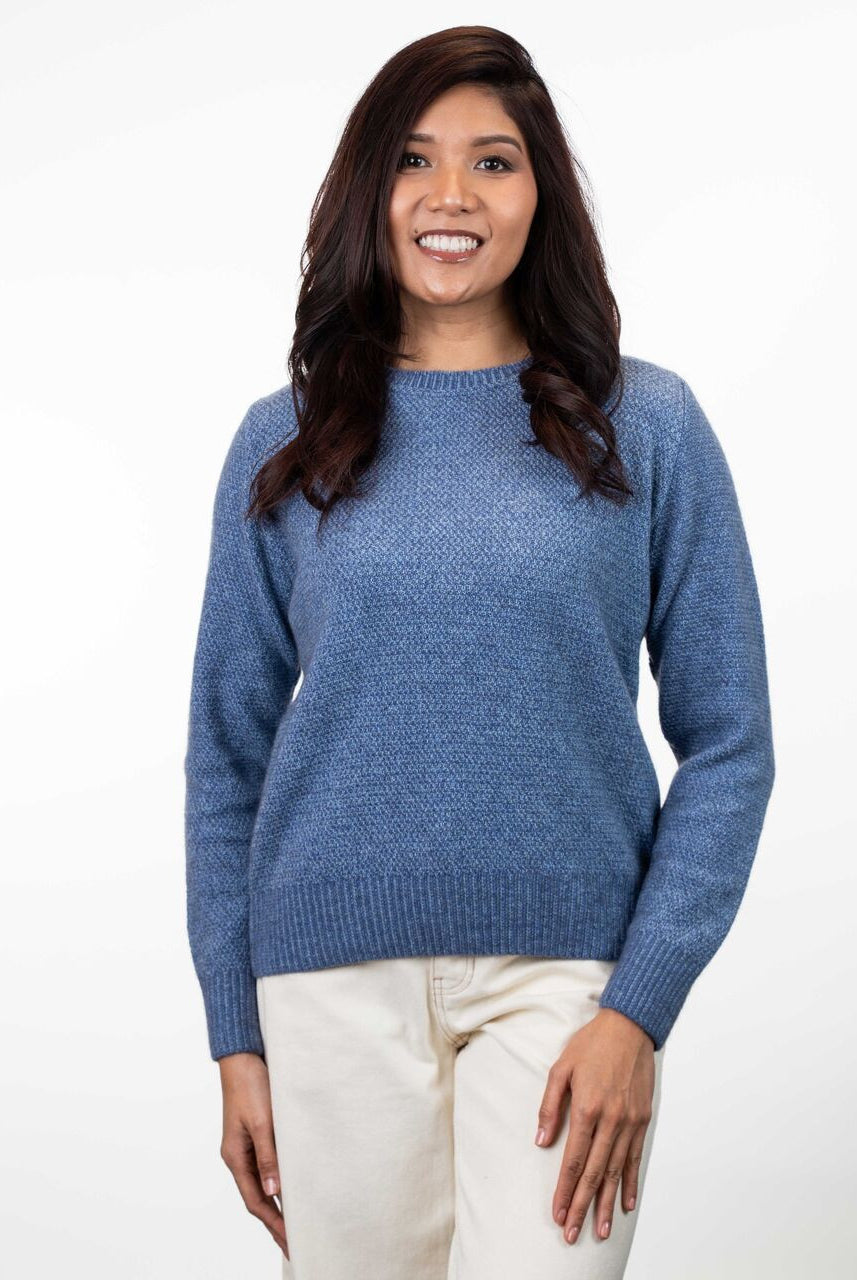 Koru - Merino & Possum Moss Stich Plated Jumper (KO574)Periwinkle/Sky