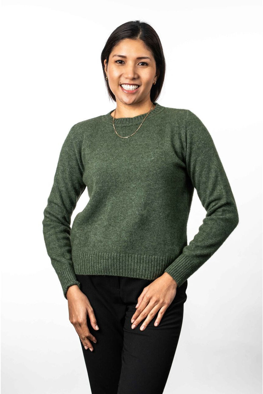 Koru - Merino & Possum Crew Neck Jumper (KO575)Moss
