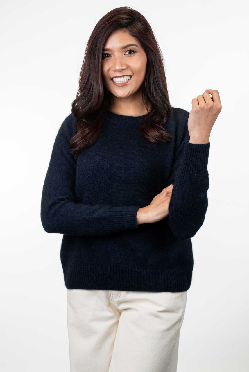 Koru - Merino & Possum Crew Neck Jumper (KO575)Navy