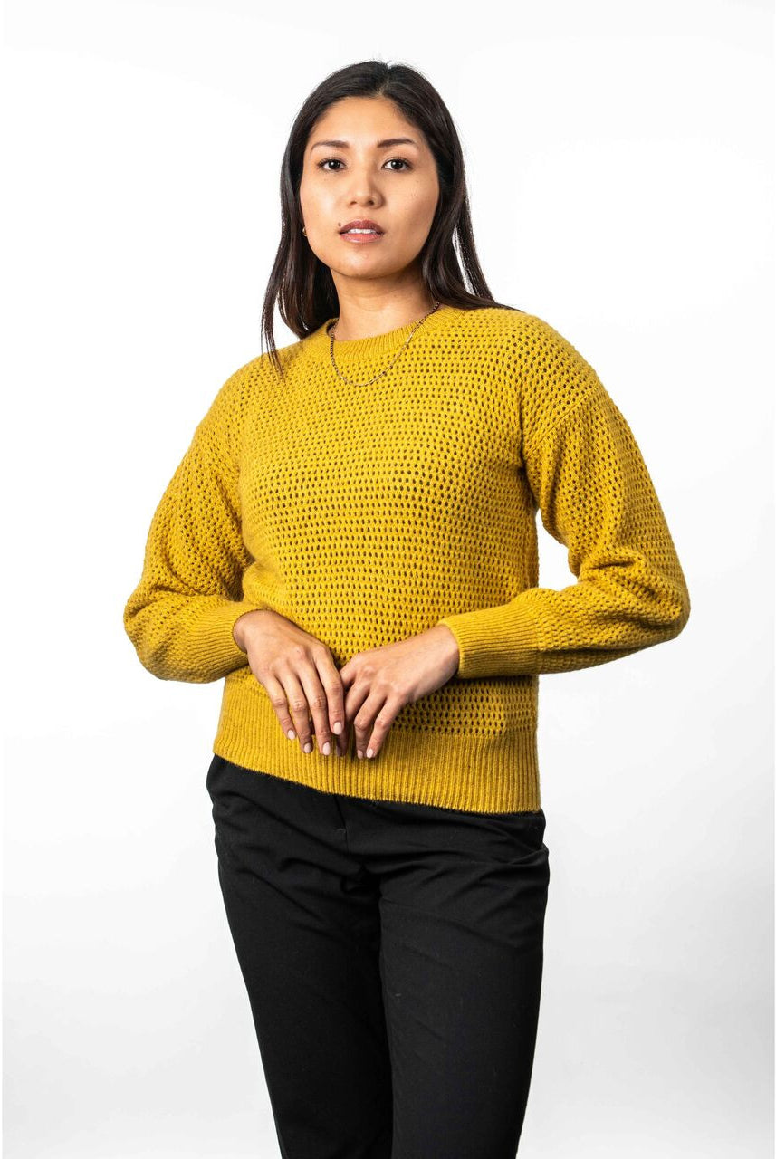 Koru - Merino & Possum Crochet Knit Jumper (KO577)Kowhai