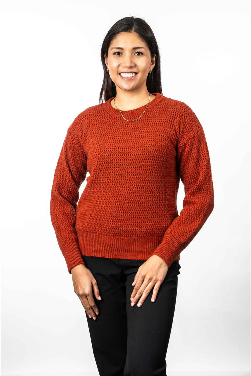 Koru - Merino & Possum Crochet Knit Jumper (KO577)Sienna