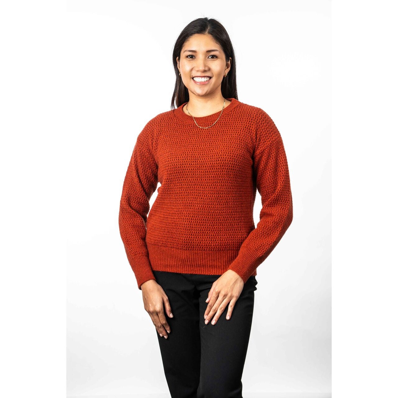 Koru - Merino & Possum Crochet Knit Jumper (KO577)Sienna