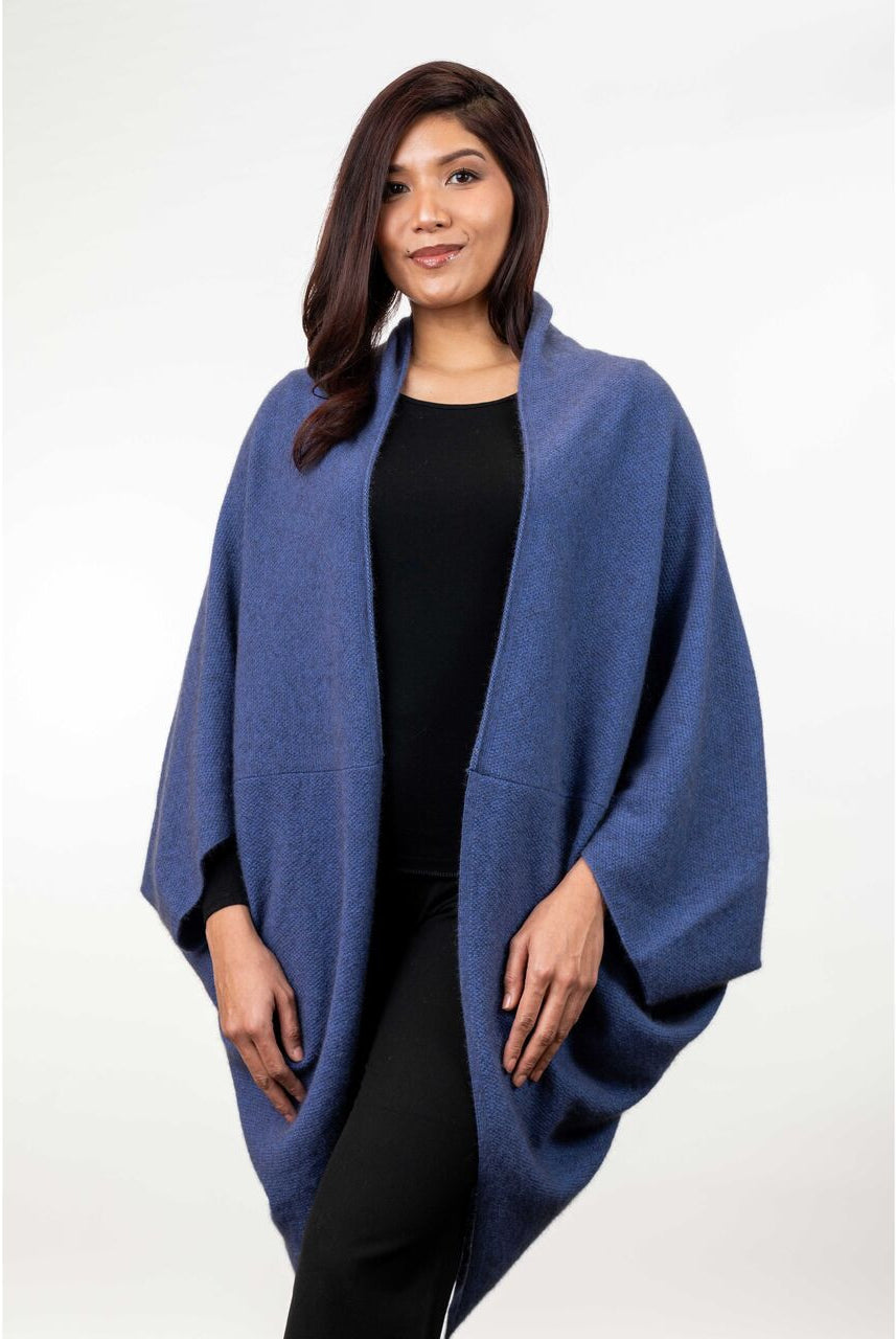 Koru Merino - Possum Moss Stitch Shrug (KO756)Periwinkle