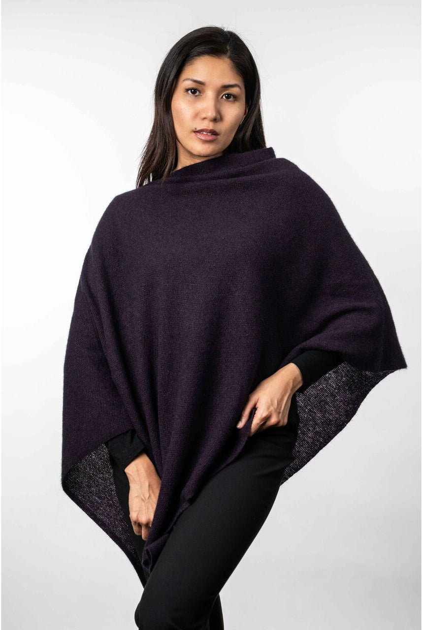 Koru Merino - Possum Two Way Poncho (KO798)Grape
