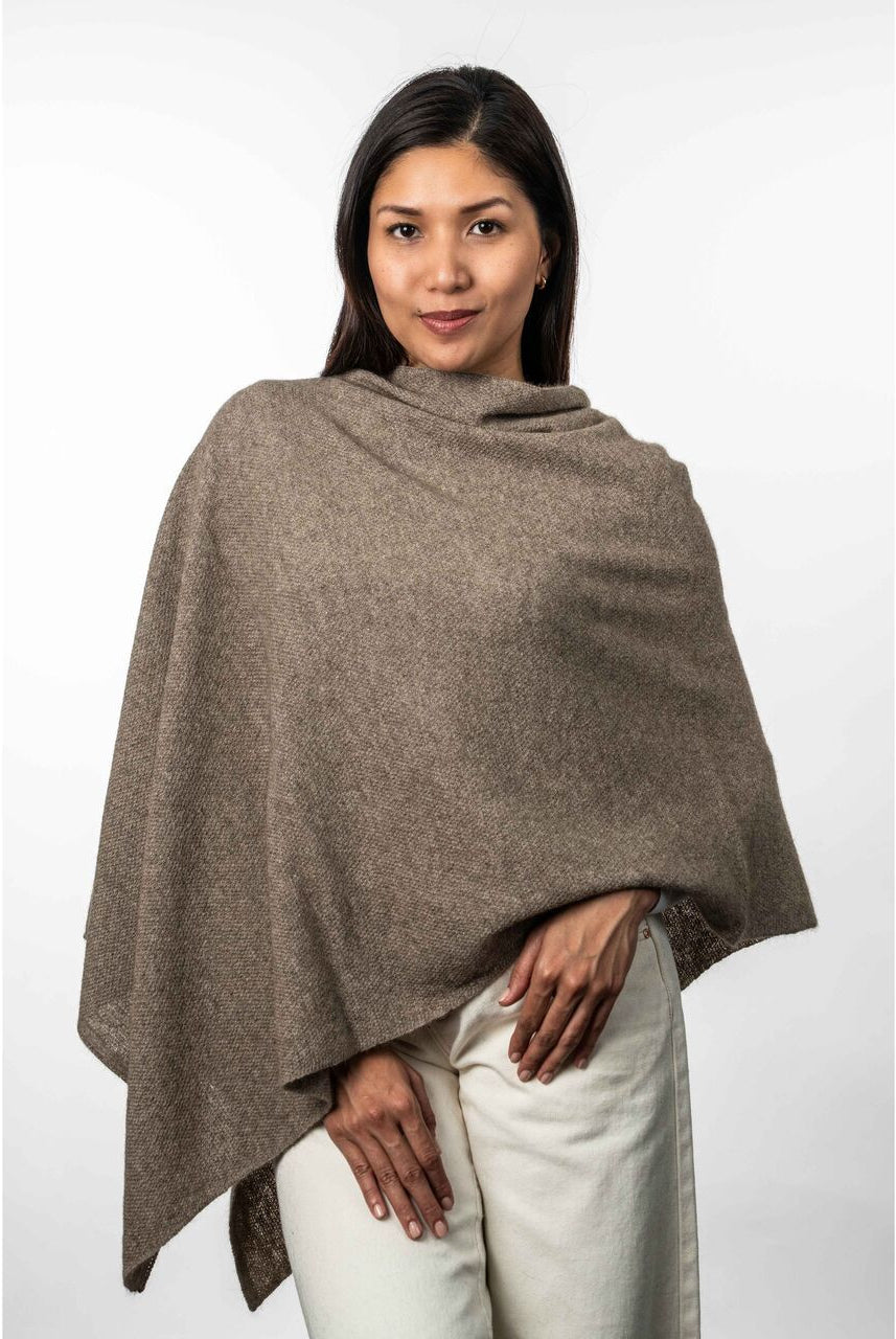 Koru Merino - Possum Two Way Poncho (KO798)Mocha