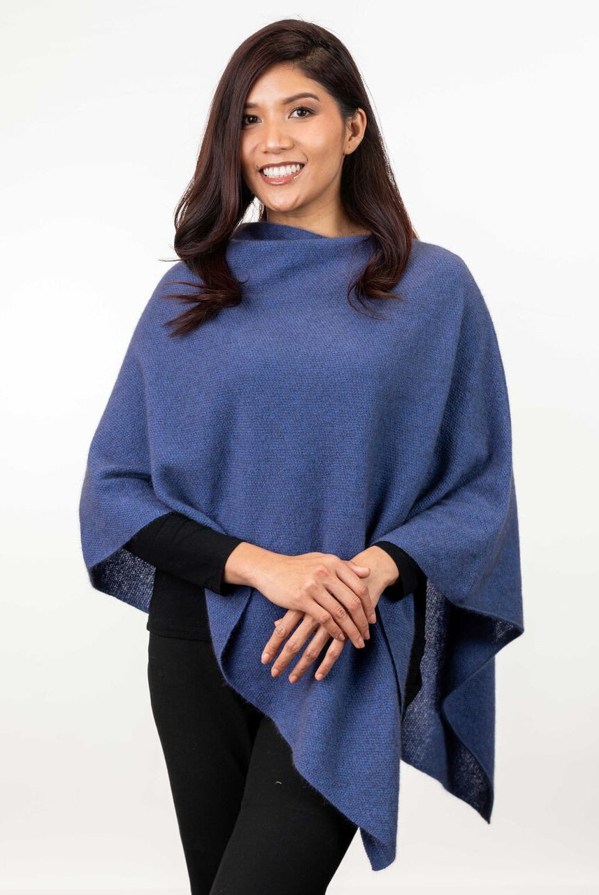 Koru Merino - Possum Two Way Poncho (KO798)Periwinkle