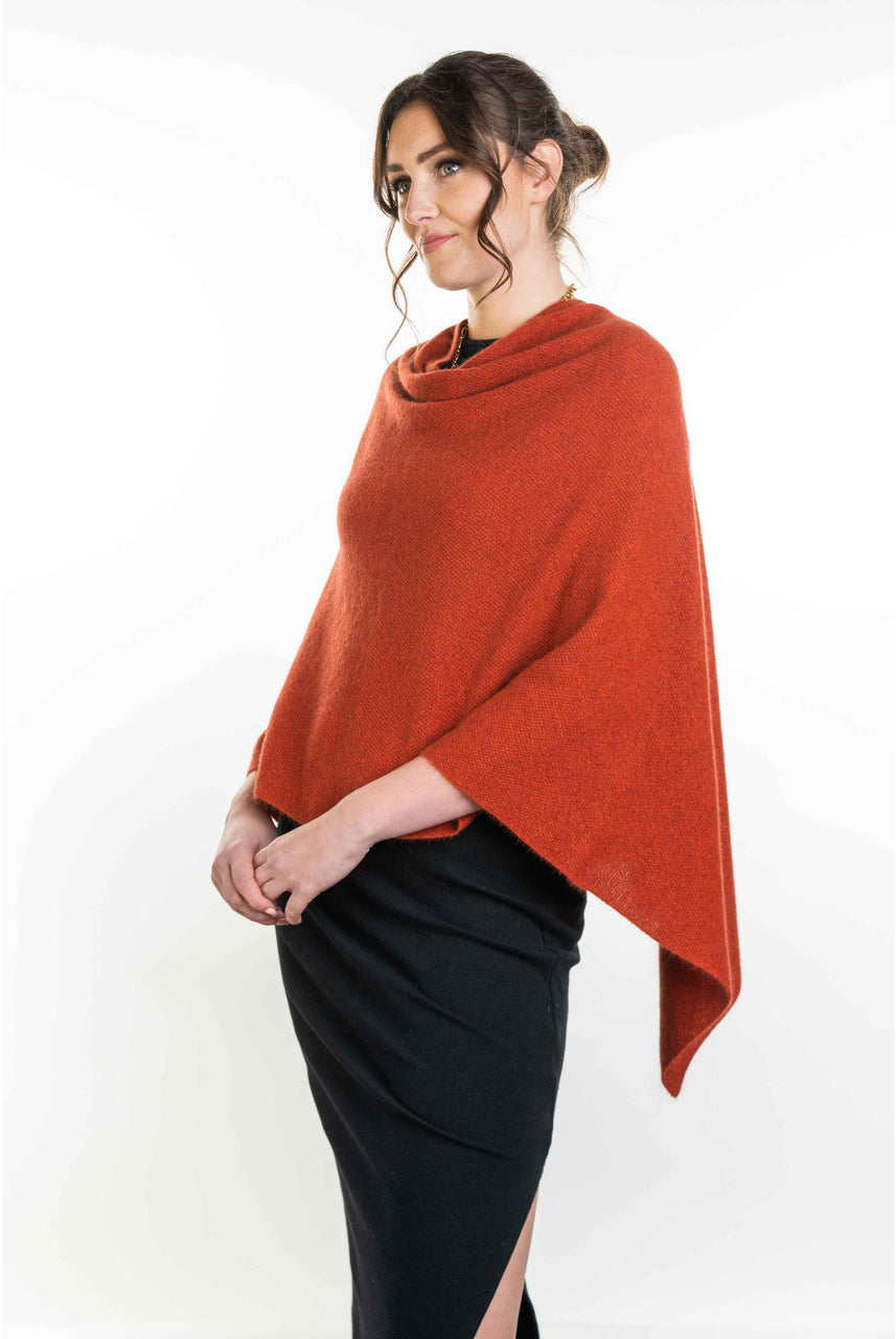 Koru Merino - Possum Two Way Poncho (KO798)Sienna