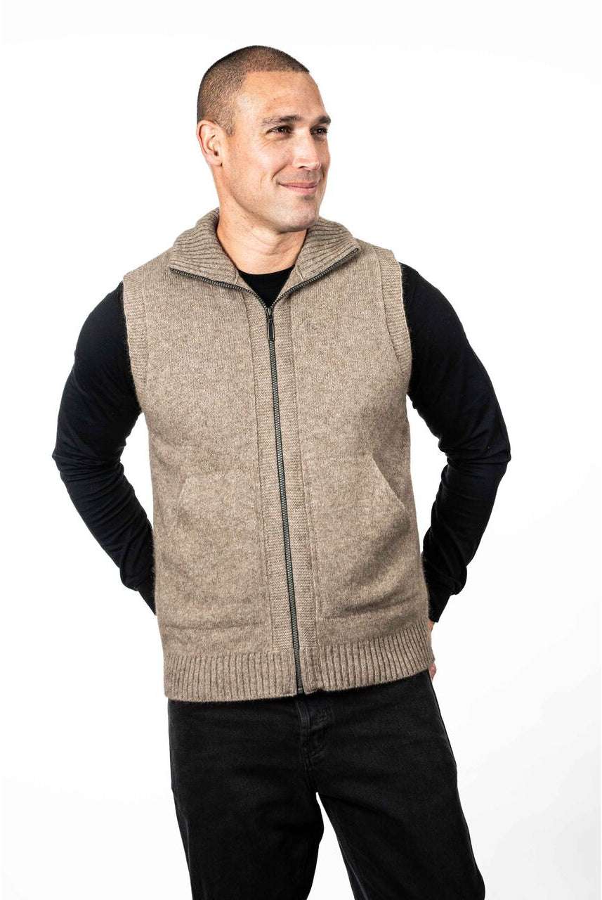 Koru - Merino & Possum Zip Vest Mocha