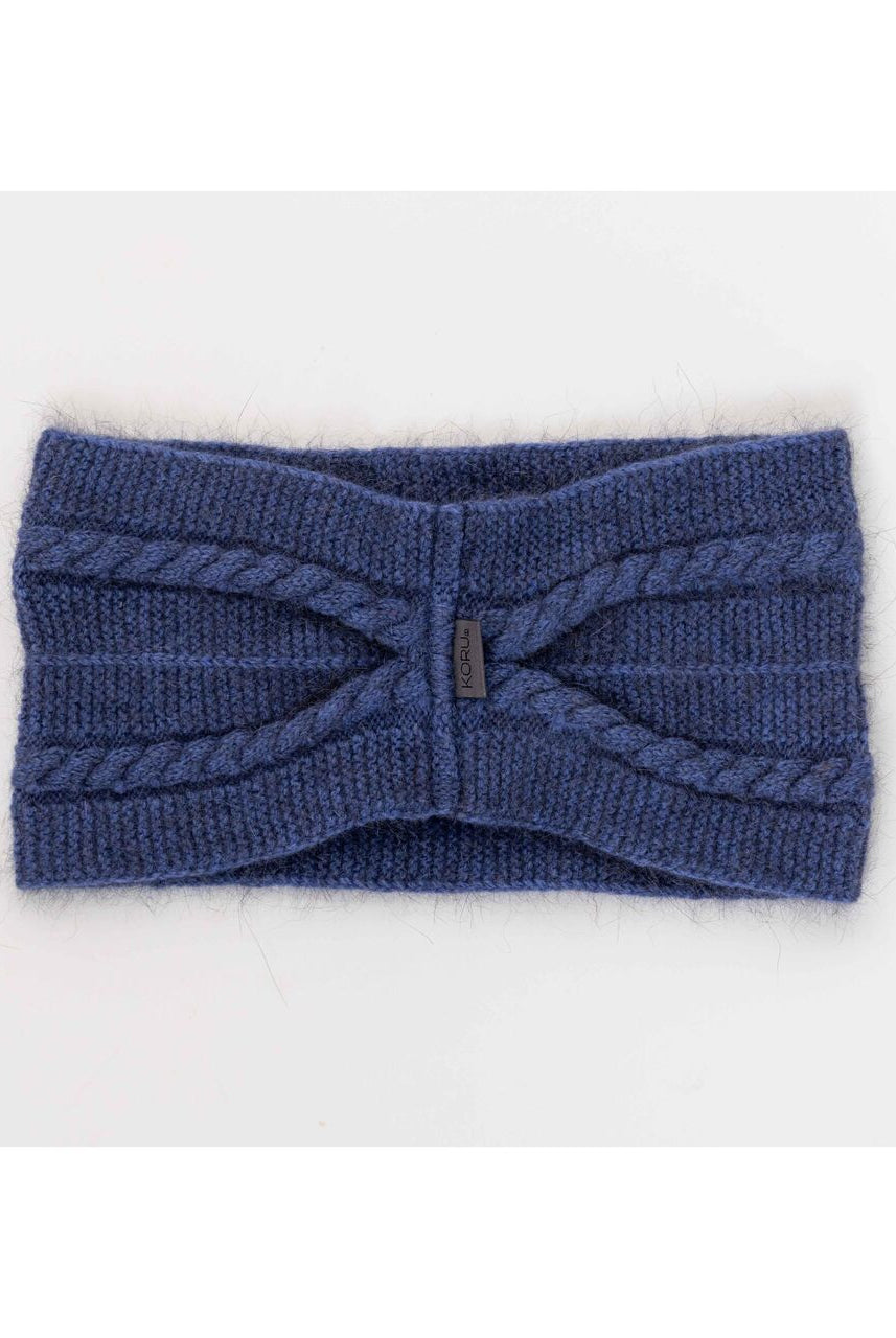 Koru Merino - Possum Cable Headband (KO94)Periwinkle