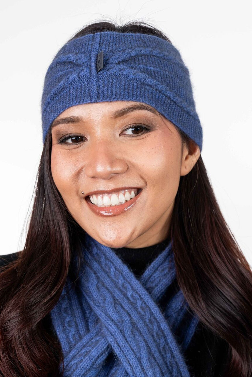 Koru Merino - Possum Cable Headband (KO94)Periwinkle