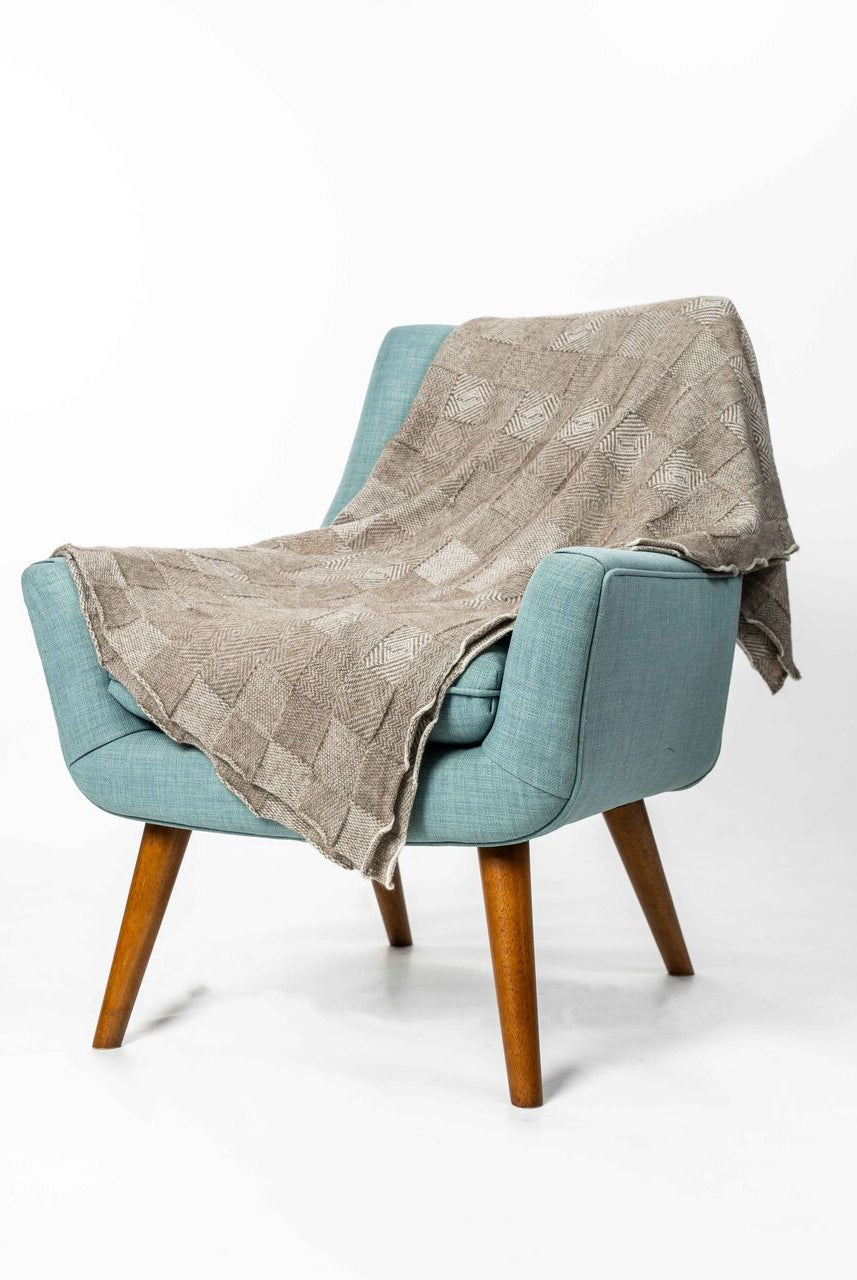 Koru - Merino - Possum Jacquard Throw (KO965)Natural/Mocha