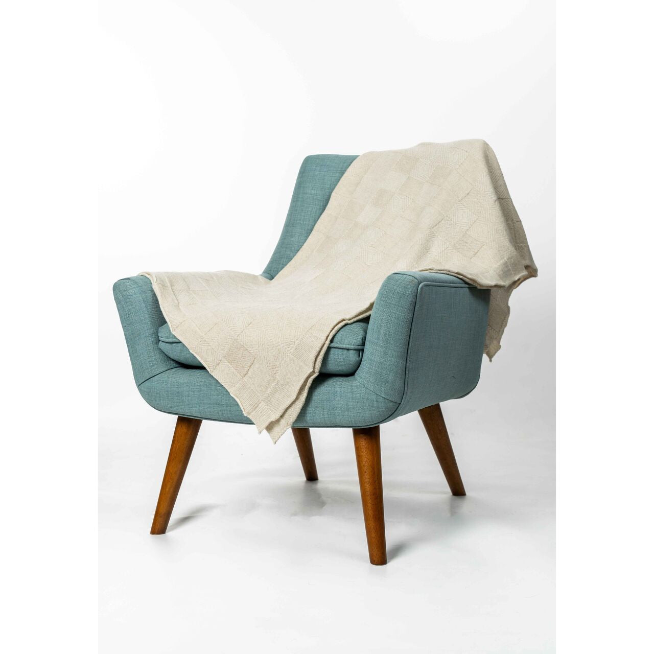 Koru - Merino - Possum Jacquard Throw (KO965)Natural/White