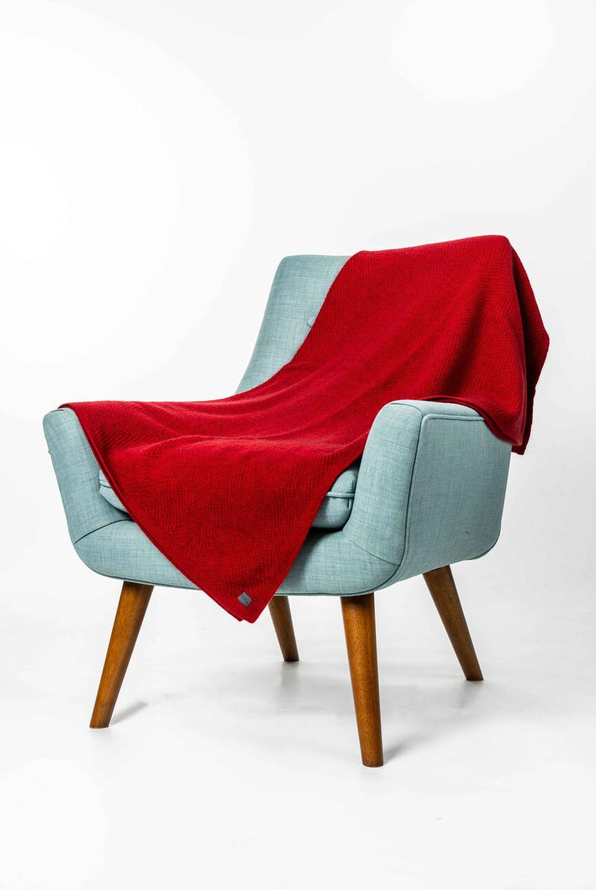 Koru - Merino & Possum Plated Herringbone Throw (KO966)Rata/Red