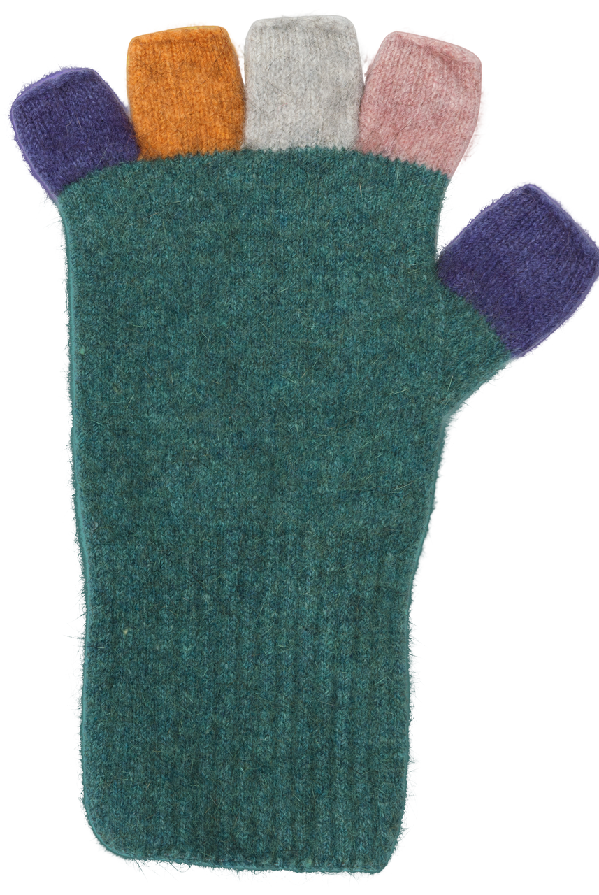 Native World - Merino & Possum Multi Fingerless Gloves Mist