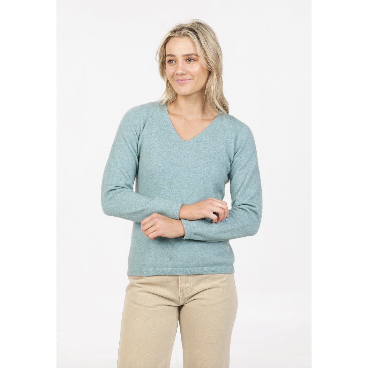 Native World - Merino & Possum Vee Plain Sweater (NB396)Topaz