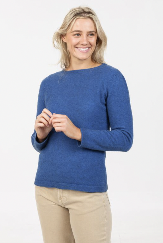 Native World - Merino & Possum Crew Plain Sweater (NB682)Cornflower