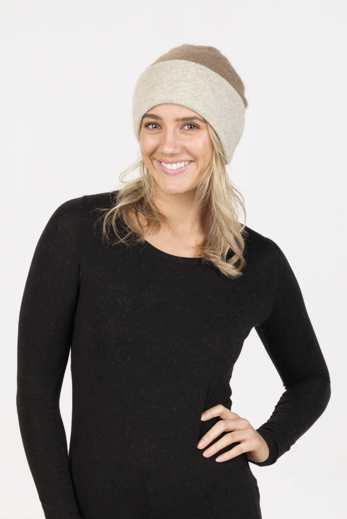 Native World - Merino & Possum Reversible Beanie (NX740)Mink