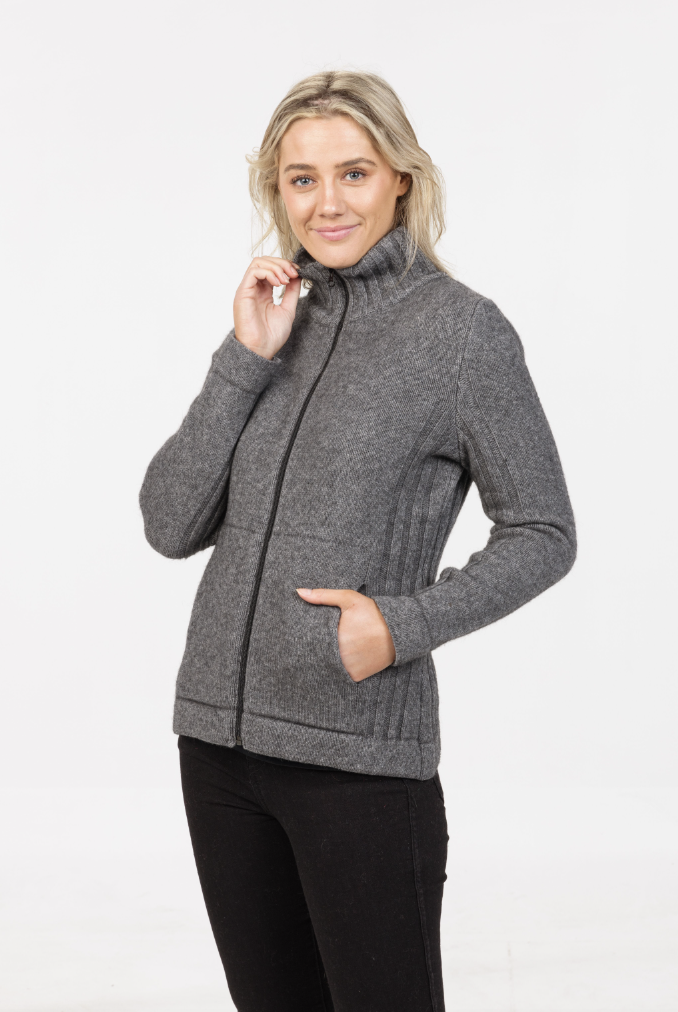 Native World - Merino & Possum Button Essential Full Zip Jacket (NS832)
