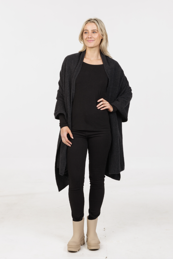 Native World - Merino & Possum Travel Wrap (NE815)Charcoal