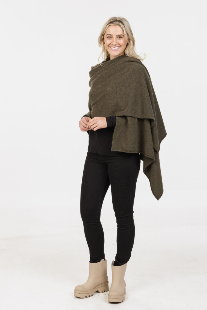 Native World - Merino & Possum Travel Wrap (NE815)Fern