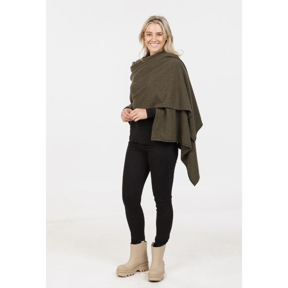 Native World - Merino & Possum Travel Wrap (NE815)Fern