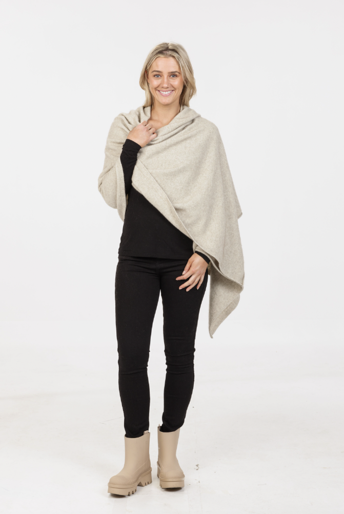 Native World - Merino & Possum Travel Wrap (NE815)Natural