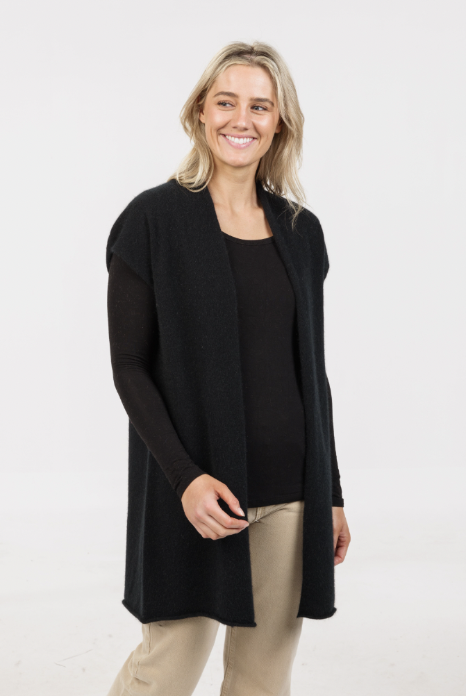 Native World - Merino & Possum Possum Gillet (NB890)Black
