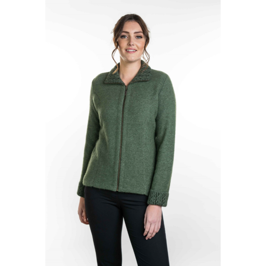 Koru Merino - Possum Two Tone Jacket (KO476)Moss/Black