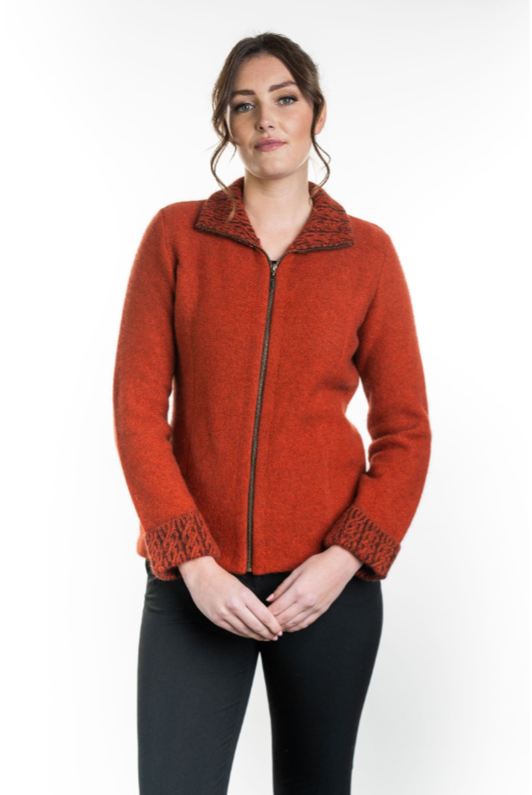 Koru Merino - Possum Two Tone Jacket (KO476) Sienna/Black