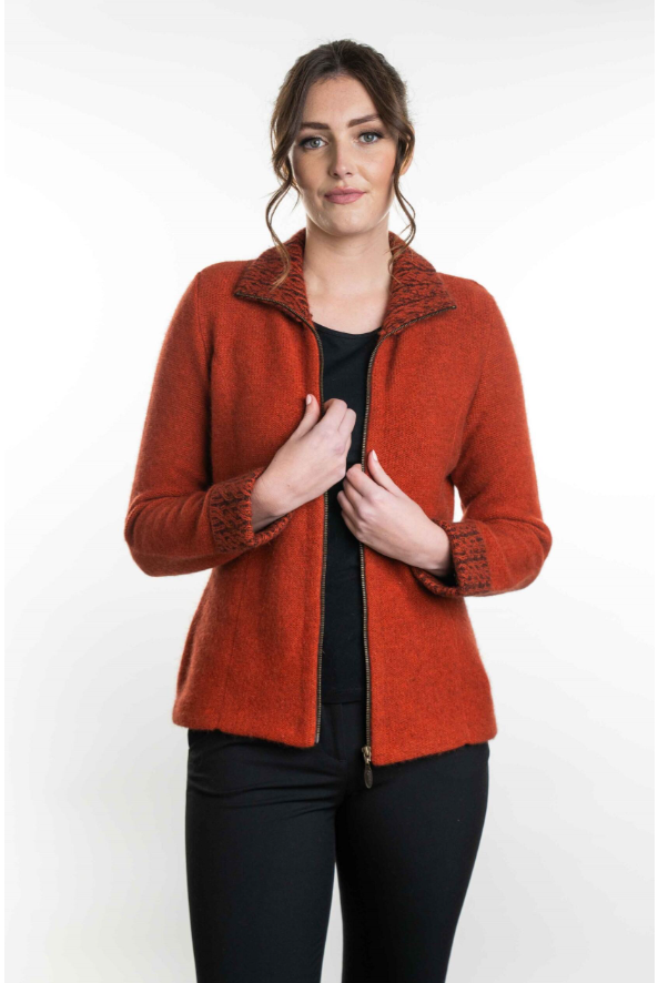Koru Merino - Possum Two Tone Jacket (KO476)Sienna/Black