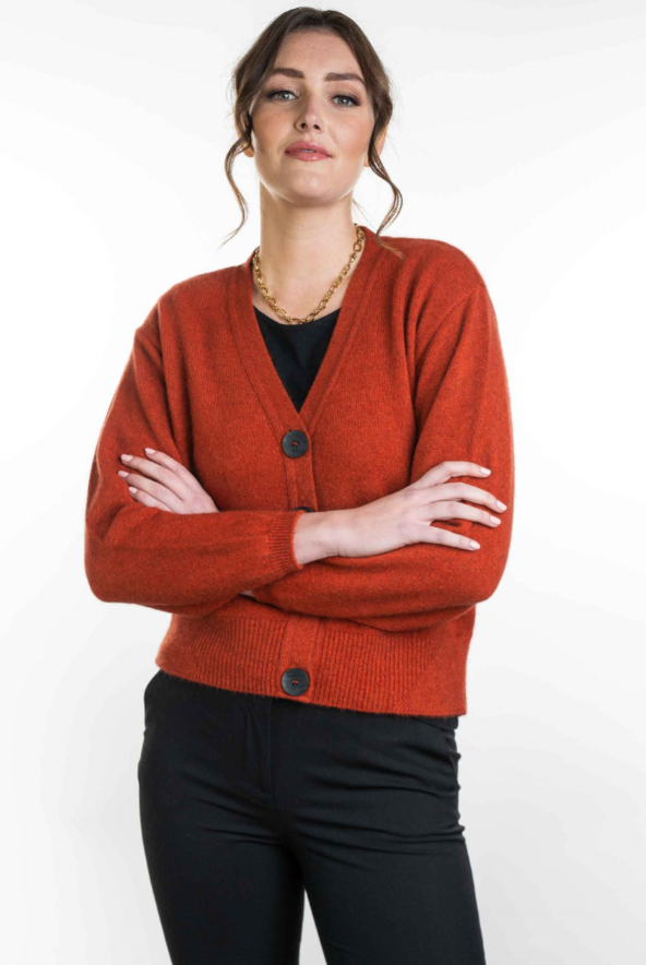 Koru - Merino & Possum V Neck Cardigan Sienna