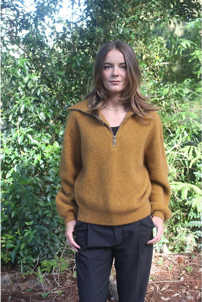Zinity - Merino & Possum Daldy 1/4 Zip Jumper (Z159)Gold