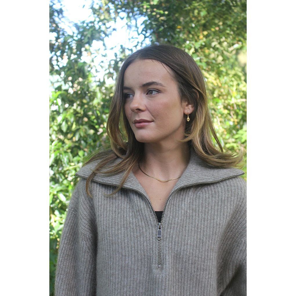 Zinity - Merino & Possum Daldy 1/4 Zip Jumper (Z159)Natural