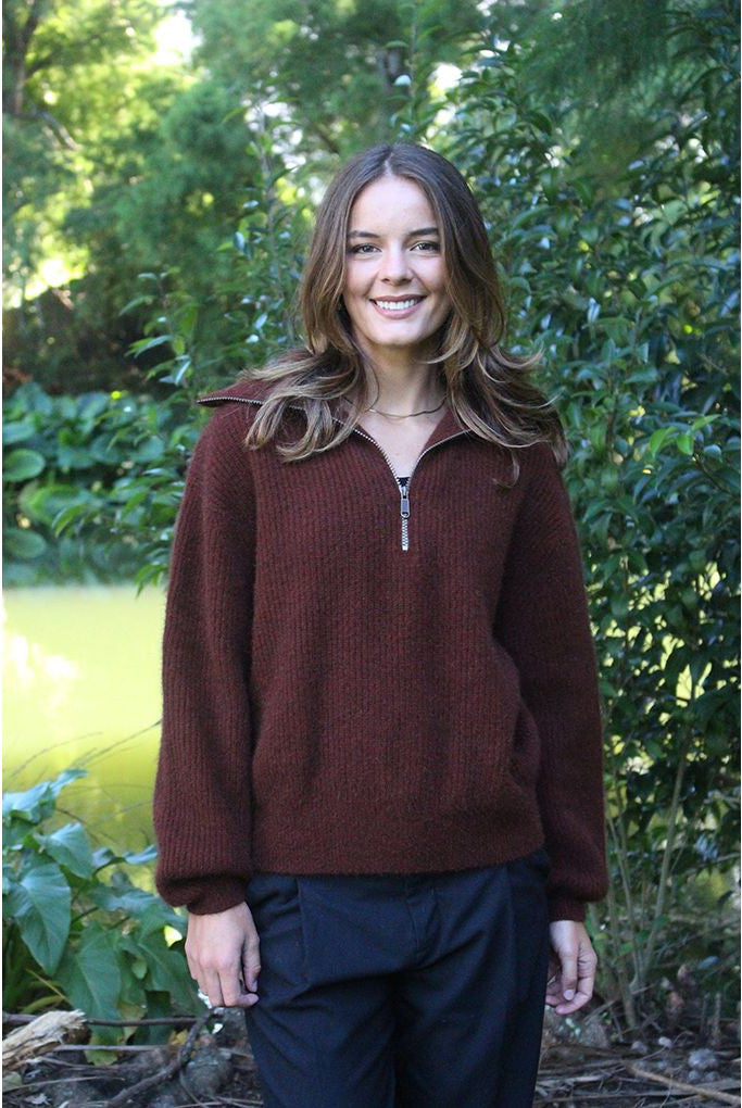 Zinity - Merino & Possum Daldy 1/4 Zip Jumper (Z159)Russet