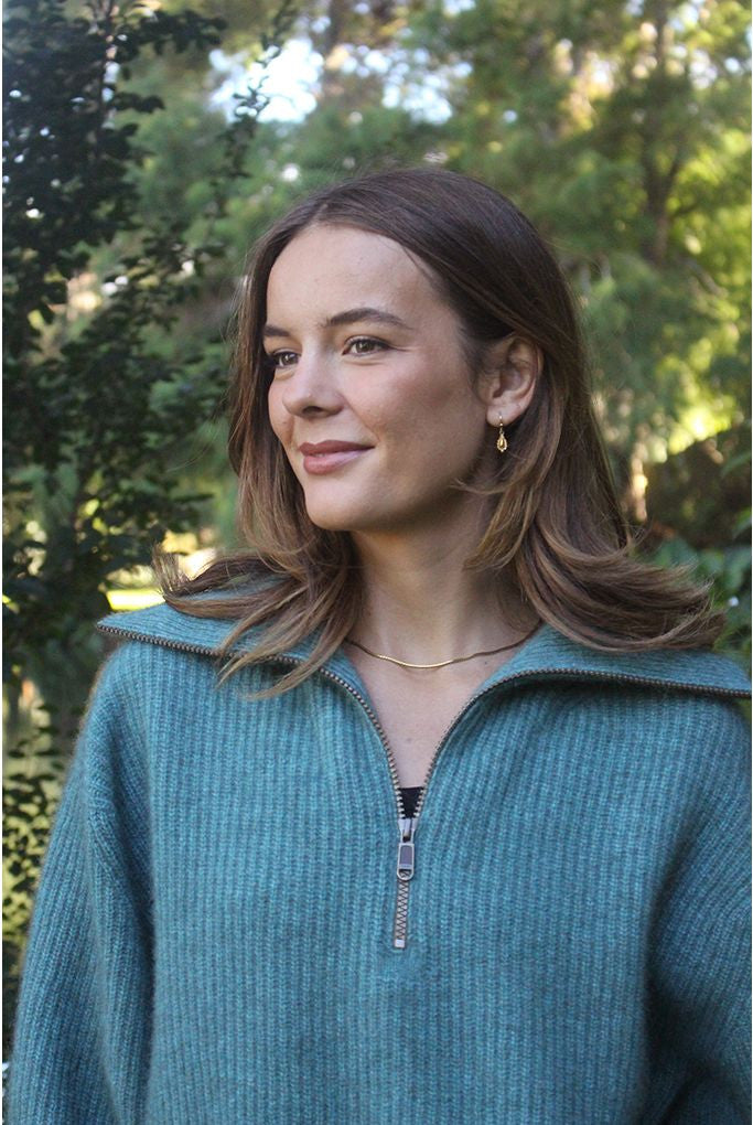 Zinity - Merino & Possum Daldy 1/4 Zip Jumper (Z159)Sage