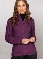 Woman wearing Noble Wilde - Merino & Possum Honeycomb Jacket (NW3149) in the colour Paua.