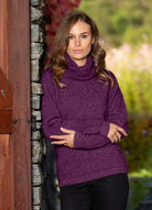Woman wearing Noble Wilde - Merino & Possum Polo Neck Jersey (NW3172) in the colour Twilight