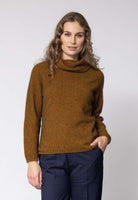 Woman wearing Noble Wilde - Merino & Possum Moss Switch Cowl Jumper (NW3126) in the colour Tahiti.