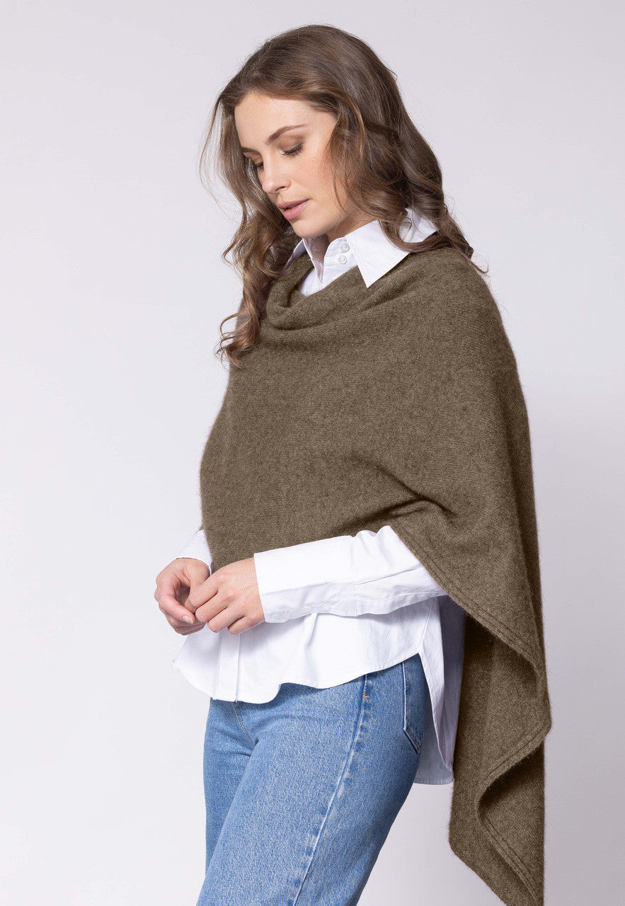 Woman wearing Noble Wilde - Merino & Possum North Cape (NW3086) in the colour Latte.