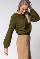 Woman wearing Noble Wilde - Merino & Possum Bellow Sleeve Top in the colour Avoka.
