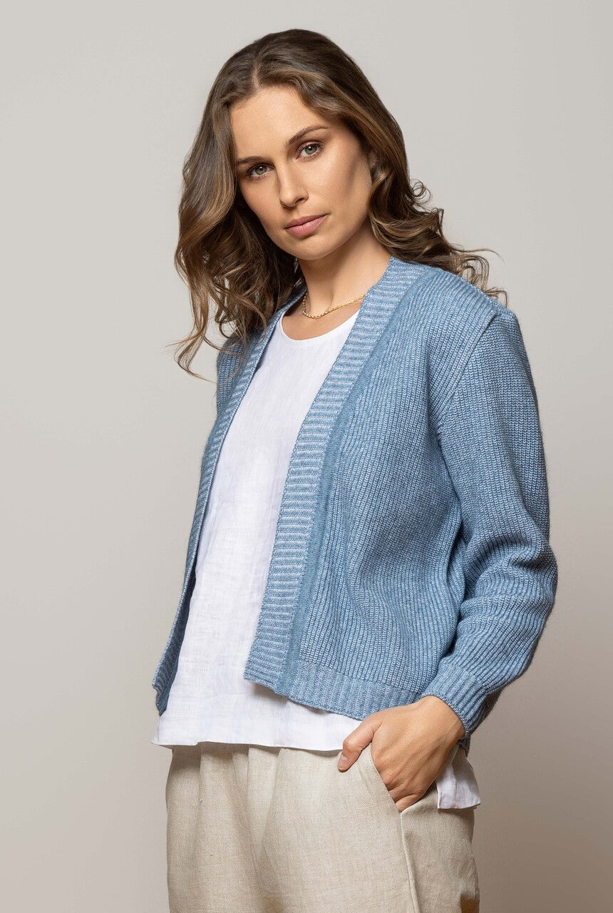 Noble Wilde Saisons - Serene Cardigan in Skyway/White
